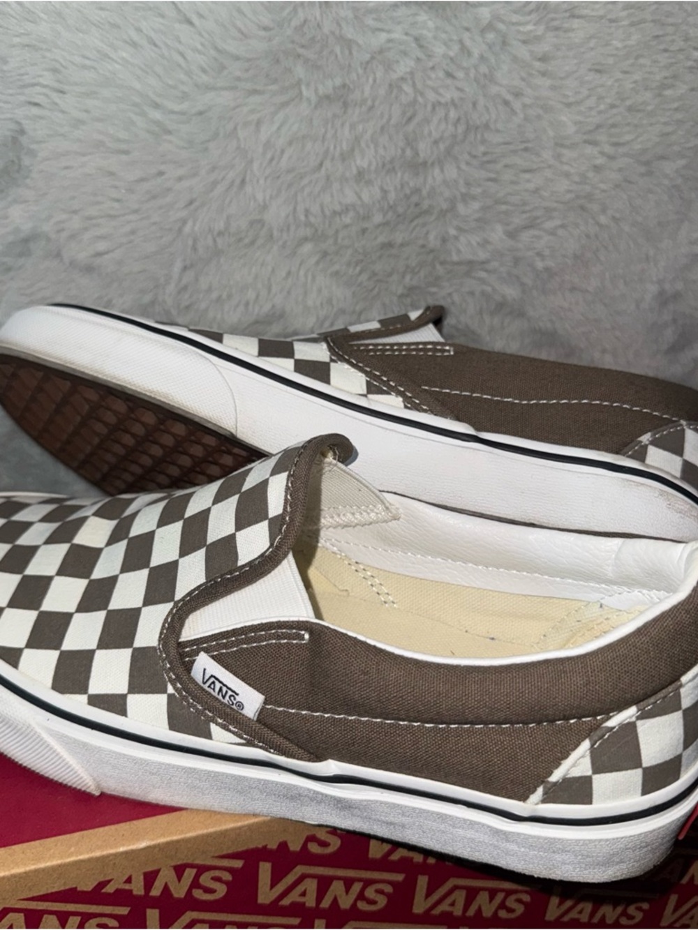 Vans Slip-On Checkerboard in Brown and White - Picture 5 of 7